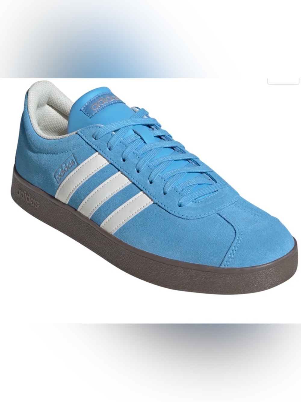 NWT adidas Blue VL Court 2.0 Sneakers with White Stripes